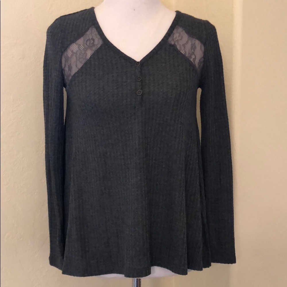 NWOT Pink Rose Gray Shirt